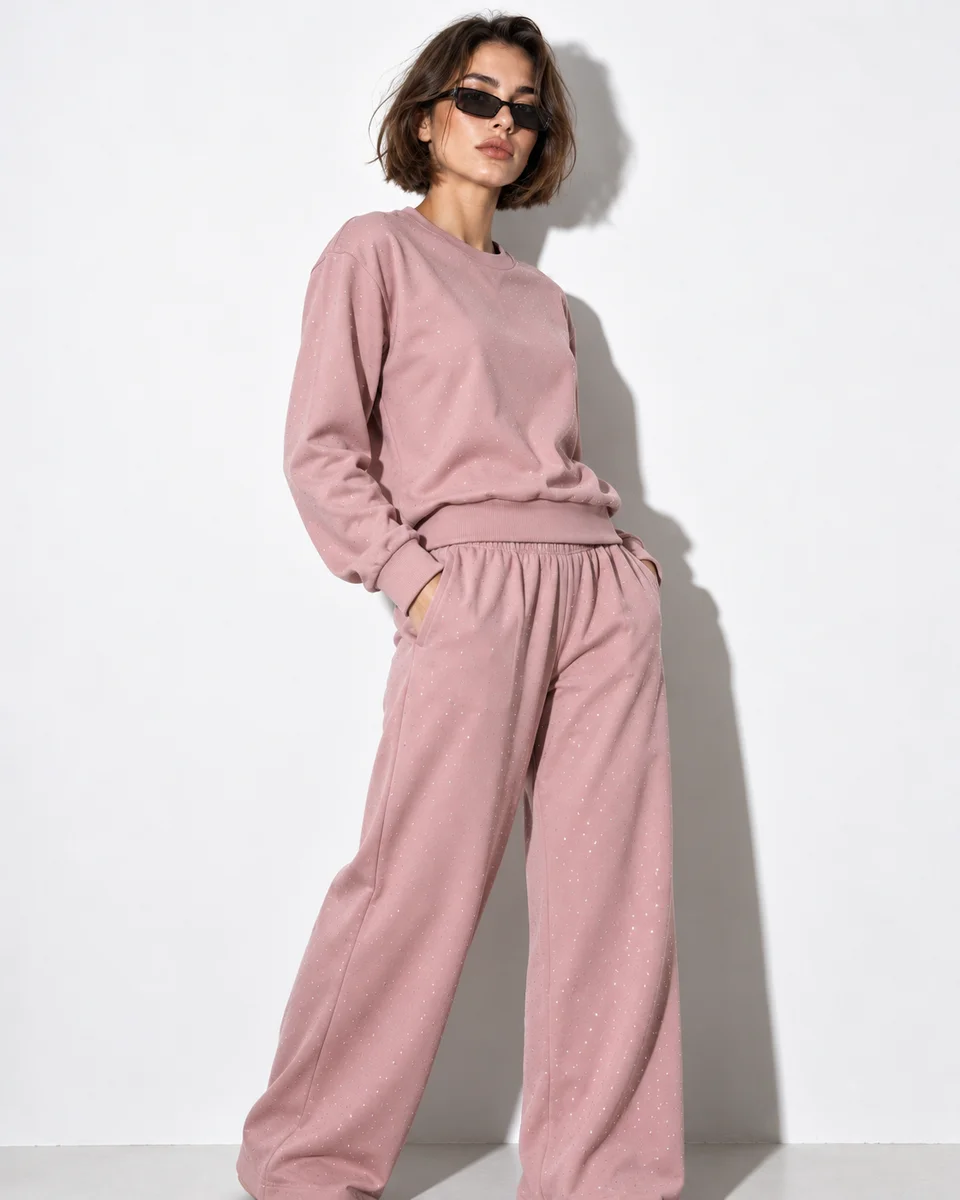 Dusty pink rhinestone lounge set
